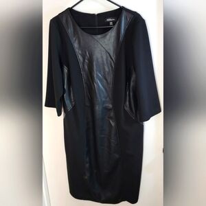 Addison Black Faux Leather Panel Dress
